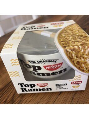 The Original Nissin Top Ramen 3pc Bundle Include Plastic Bowl Chopsticks & Spoon